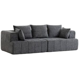 Imagine HOMCOM Canapea 3 locuri din chenille 248 cm, canapea living modernă, șezut lat tapitat, perne cu arcuri, gri | Aosom Romania