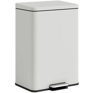 Imagine HOMCOM Coș de gunoi de bucătărie 20 L din metal, coș cu pedală, capac cu închidere moale, crem | Aosom Romania