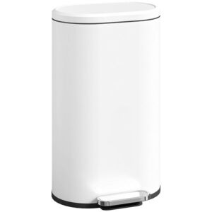 Imagine HOMCOM Coș de gunoi bucătărie 30L, coș cu pedală, coș interior detașabil, capac cu închidere silențioasă, 36, 5x31x61cm, alb | Aosom Romania