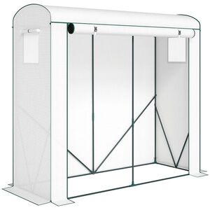 Imagine Outsunny Seră cu ferestre din plasă și ușă rulantă, seră din folie cu cadru din oțel 200 x 75 x 188 cm Alb | Aosom Romania