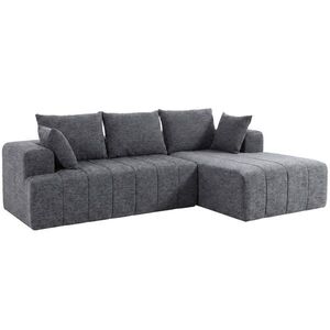 Imagine HOMCOM Canapea colțar 3 locuri în formă de L cu otomană, canapea extensibilă tip Chenille-Cloud cu tapițerie cu arc, Gri | Aosom Romania