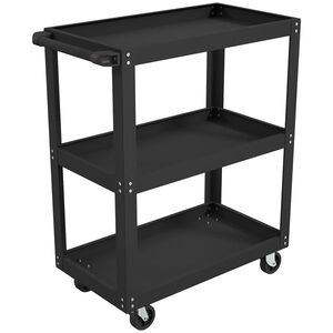 Imagine HOMCOM Cărucior pentru Scule cu 3 Rafturi cu Margini Înalte, 70, 5x35x82, 5 cm, Negru | Aosom Romania