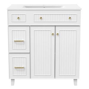 Imagine Dulap de baie independent cu lavoar ceramic, Alb | Aosom Romania