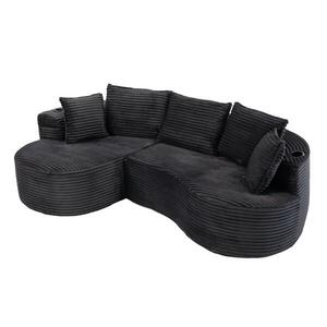 Imagine Bogesofa din catifea reiată, Gri închis | Aosom Romania