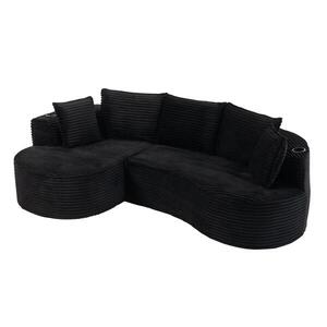 Imagine Bogesofa din catifea reiată, Negru | Aosom Romania