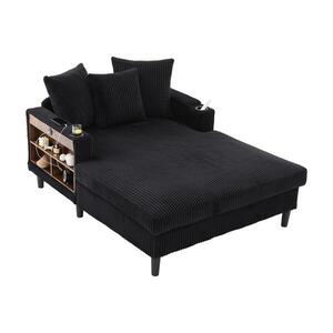 Imagine Chaise-longue multifuncțională din cord, Negru | Aosom Romania