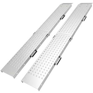 Imagine HOMCOM Set 2 Rampe de Încărcare Pliabile, 180x25, 5 cm, 400kg, pentru Moto/ATV/Remorcă/Pick-Up, Argintiu | Aosom Romania