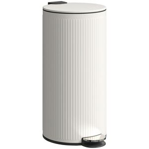 Imagine HOMCOM Coș de gunoi 30 L cu capac soft-close, metal și PP, crem | Aosom Romania
