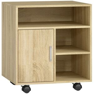 Imagine HOMCOM Dulăpior pentru Imprimantă cu Rafturi Deschise și Compartiment din Lemn, 60x50x65, 5 cm, Nuanță Lemn | Aosom Romania