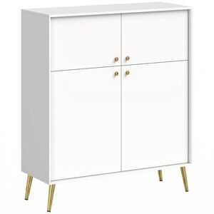 Imagine HOMCOM Sideboard modern, bufet de 105, 4 cm cu 4 uși Soft-Close și picioare metalice, pentru sufragerie & bucătărie, alb-crem | Aosom Romania