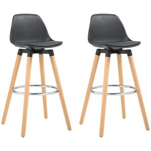 Imagine HOMCOM Set 2 Scaune de Bar Moderne din Piele Ecologică, Scaune Înalte de Bucătărie, Negru | Aosom Romania