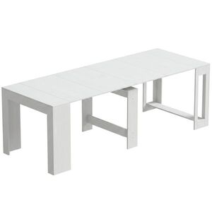 Imagine HOMCOM Masă Extensibilă Convertibilă în Consolă pentru 10 Persoane, PAL, Oțel, 240 x 90 x 78 cm, Alb | Aosom Romania