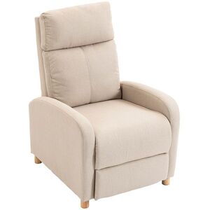 Imagine HOMCOM Fotoliu Recliner cu Suport pentru Picioare, Arcuri în Saci, Țesătură In, 87x67x102 cm, Bej | Aosom Romania