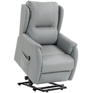 Imagine HOMCOM Fotoliu Reclinabil Electric cu Ridicare (155°), Șezut Lat pentru Seniori, Telecomandă, Gri Deschis | Aosom Romania