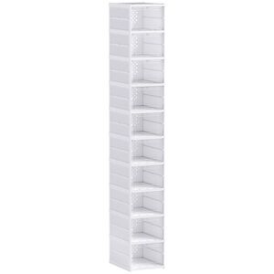 Imagine HOMCOM Pantofar Pliabil Slim, Modular, cu 10 Cutii pentru Pantofi, Economisire Spațiu, Fără Montaj, Alb | Aosom Romania
