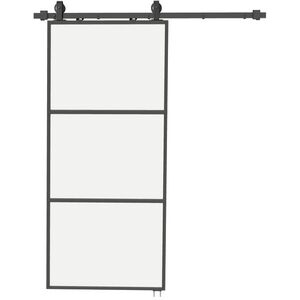 Imagine HOMCOM Ușă Glisantă Exterioară pentru Perete 91.4x203.2cm In Sticlă Mată Per Bucătărie | Aosom Romania