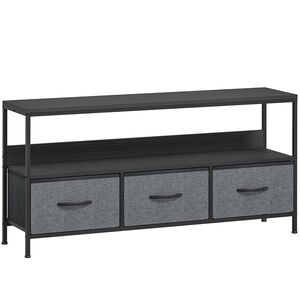 Imagine HOMCOM Suport TV Mobil, Până La 55", cu 3 Sertare Textil Pliabile, Raft, 120x29x56 cm, Negru | Aosom Romania