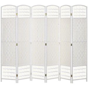 Imagine HOMCOM Paravan de Interior Pliabil cu 6 Panouri, 240 x 170 cm, Alb | Aosom Romania