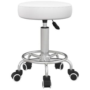 Imagine Vinsetto Scaun de salon, reglabil pe înălțime, piele ecologică, până la 110 kg, Ø42x50-64H cm, Alb | Aosom Romania