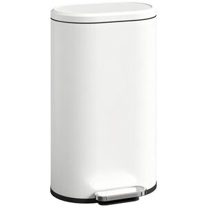 Imagine HOMCOM Coș de gunoi pentru bucătărie 30 L, coș cu pedală cu capac Soft-Close, pedală din metal, alb crem, 36, 5 X 31 x 61 cm | Aosom Romania