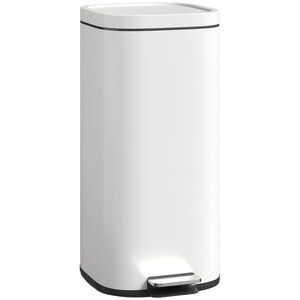 Imagine HOMCOM Coș de gunoi pentru bucătărie 30 L, cu pedală și capac, funcție soft-close și menținere deschisă pentru bucătărie, acasă | Aosom Romania