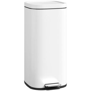 Imagine HOMCOM Coș de gunoi de bucătărie 30 L cu pedală și capac, funcție Soft-Close și blocare deschisă pentru bucătărie, acasă | Aosom Romania