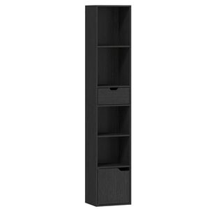 Imagine HOMCOM Bibliotecă cu 6 compartimente, cu sertar și compartiment reglabil, dulap de depozitare independent, 30 x 24 x 158 cm, Negru | Aosom Romania