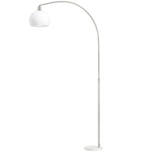 Imagine HOMCOM Lampadar, cap curbat, comutator pedalier, bază din marmură, abajur din plastic, Alb | Aosom Romania