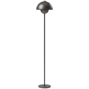 Imagine HOMCOM Lampă de podea, abajur rotund, comutator de picior, cablu lung, aspect elegant, metal, gri | Aosom Romania