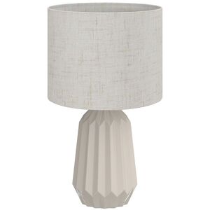 Imagine HOMCOM Lampă de masă, veioză, lampă de noptieră cu abajur din in, comutator basculant, lampă de birou, 22 x 22 x 39 cm, Bej | Aosom Romania