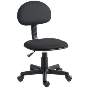 Imagine HOMCOM Scaun pentru birou fără cotiere, reglabil pe înălțime, cu roți 360°, spătar jos, Negru | Aosom Romania