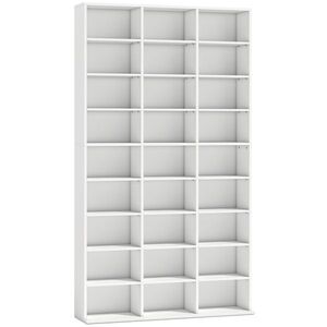 Imagine HOMCOM Raft pentru 835 CD-uri sau 500 DVD-uri, raft media Blu-ray cu 27 compartimente și 21 polițe reglabile, Alb | Aosom Romania