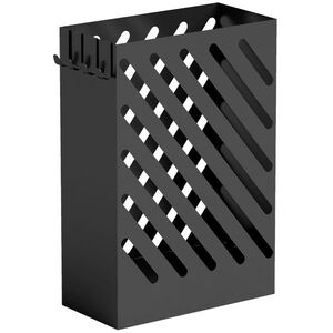 Imagine HOMCOM Suport pentru Umbrele de Design cu Tavă pentru Colectarea Picăturilor și 4 Cârlige din Metal, 28x14x41cm, Negru | Aosom Romania