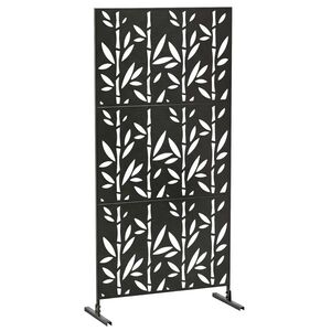 Imagine Outsunny Panou de protecție vizuală decorativ exterior Claustră decorativă grădină 3 panouri model bambus metal 92x40x192cm Negru | Aosom Romania