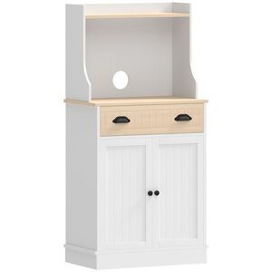 Imagine HOMCOM Dulap pentru cuptor cu microunde pentru bucătărie cu spațiu deschis 1 sertar și dulap cu 2 uși 61 x 35 x 125, 4 cm stejar | Aosom Romania