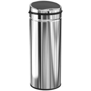 Imagine HOMCOM Coș cu senzor de mișcare deschidere automată 50 L en acier inoxydable noir et argent | Aosom Romania