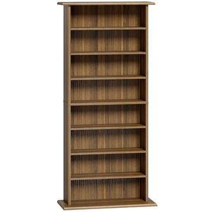 Imagine HOMCOM Depozitare pentru CD și DVD cu 8 compartimente și 6 rafturi reglabile, capacitate max. 360 CD/185 DVD și Blu-ray, nuc | Aosom Romania