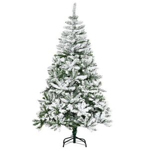 Imagine HOMCOM Brad de Crăciun Artificial Înzăpezit cu 750 Ramuri, Bază din Oțel, Plastică, 105x105x180 cm, Verde | Aosom Romania