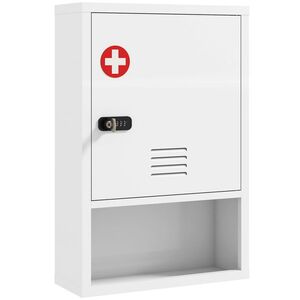 Imagine HOMCOM Dulap pentru Medicamente cu Încuietoare cu Combinație, 40x15x60 cm, Alb | Aosom Romania