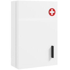 Imagine HOMCOM Dulăpior de Medicamente de Perete, 6 Compartimente cu 2 Chei, Alb | Aosom Romania