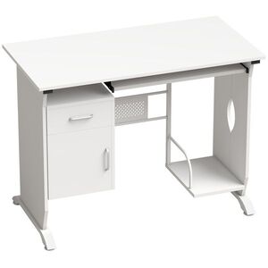 Imagine HOMCOM Birou pentru calculator, 100 x 52 x 75 cm, poliță glisantă pentru tastatură, sertare și suport pentru unitatea centrală, alb | Aosom Romania