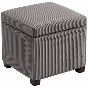 Imagine HOMCOM Cutie puf depozitare 30 L cu capac detașabil, puf ottoman cube umplutură din catifea groasă, 40 x 40 x 40 cm, gri | Aosom Romania