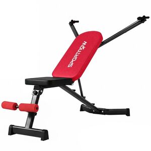 Imagine SPORTNOW Bancă de haltere pliabilă cu benzi de rezistență spătar reglabil plan/înclinat/declinat extensie pentru picioare | Aosom Romania