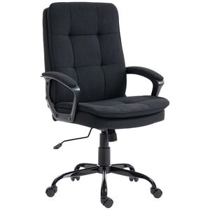Imagine HOMCOM Scaun de Birou Ergonomic din Material Tip In, Înălțime Reglabilă, Funcție de Balansare, 120 kg, Negru | Aosom Romania