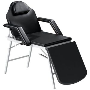 Imagine HOMCOM Masă de masaj pliabilă, pat de masaj 3 zone portabil 182 x 62 cm cu tetieră și cotiere detașabile, negru | Aosom Romania