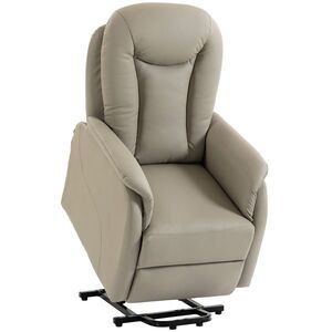 Imagine HOMCOM Fotoliu Recliner Electric cu Funcție de Ridicare, Masaj 8 Puncte, Încălzire, PU, Gri Deschis | Aosom Romania
