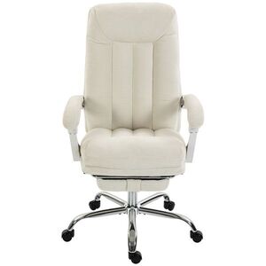 Imagine HOMCOM Scaun birou ergonomic, fotoliu înclinat din chenille, înălțime reglabilă, suport pentru picioare, Crem | Aosom Romania