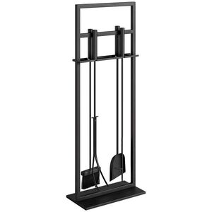 Imagine Outsunny Set de ustensile pentru șemineu din metal 5 piese cu perie, lopată, poker, clește și suport Negru | Aosom Romania