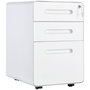 Imagine Vinsetto Caisson birou mobil și verrouillable cu 3 sertare pentru format A4, scrisori, legal, 39 x 48 x 59 cm, alb | Aosom Romania
