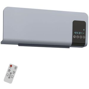 Imagine HOMCOM Ventilator Termic de Perete cu Temporizator 12h și 2 Moduri Gri | Aosom Romania
